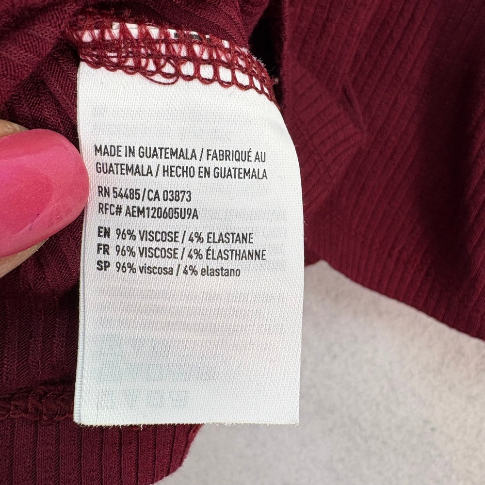 NWT American Eagle Burgundy Cold Shoulder Ribbed Knit Top Womens XL Boho Goth - Picture 5 of 5